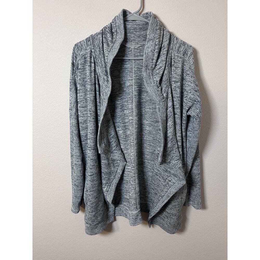 ATHLETA Cardigan Womens Medium Hooded Blissful Open Front Wrap Heather Grey